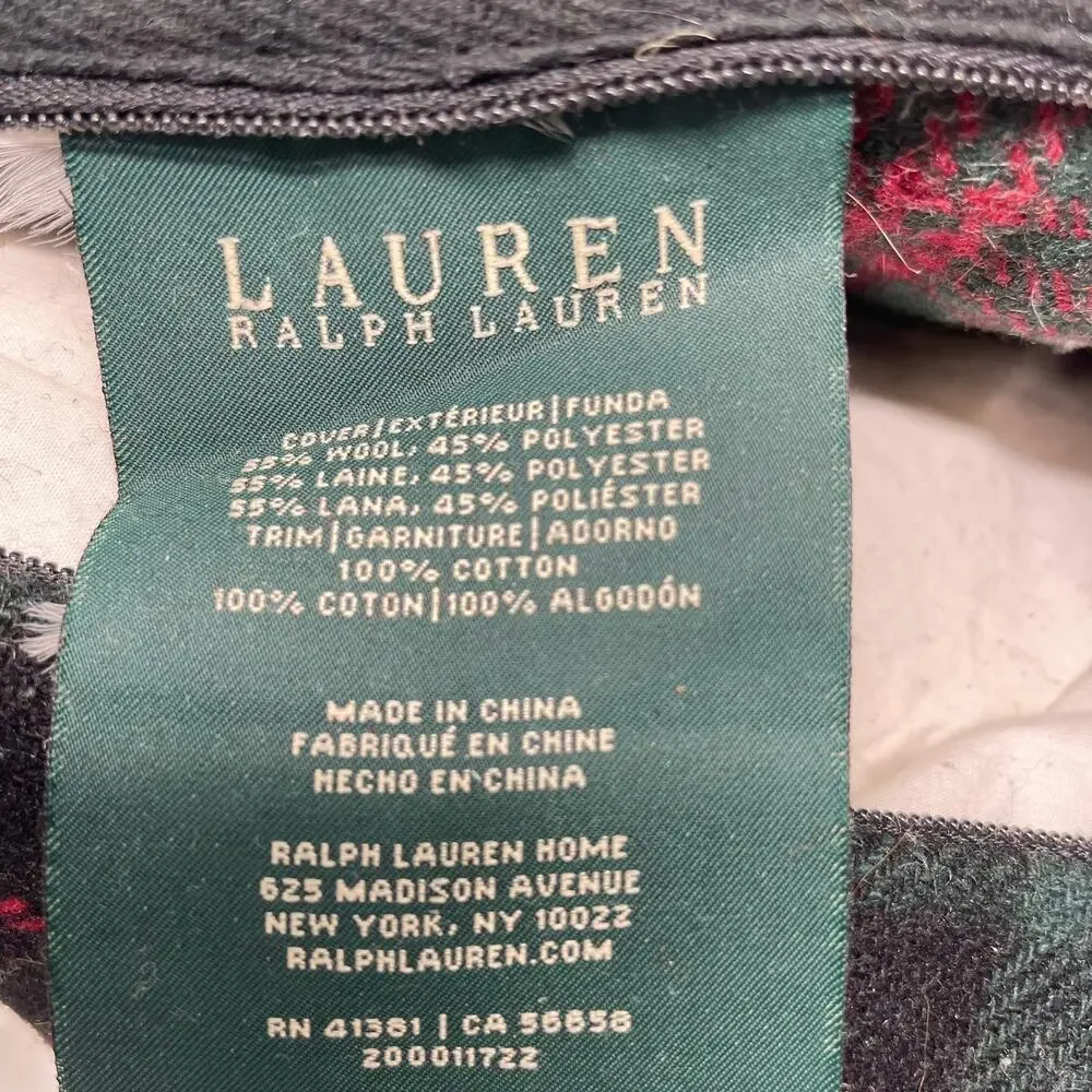 Lauren Ralph Lauren Plaid Throw Pillows Rare Down Insert Wool Blend Covers 18